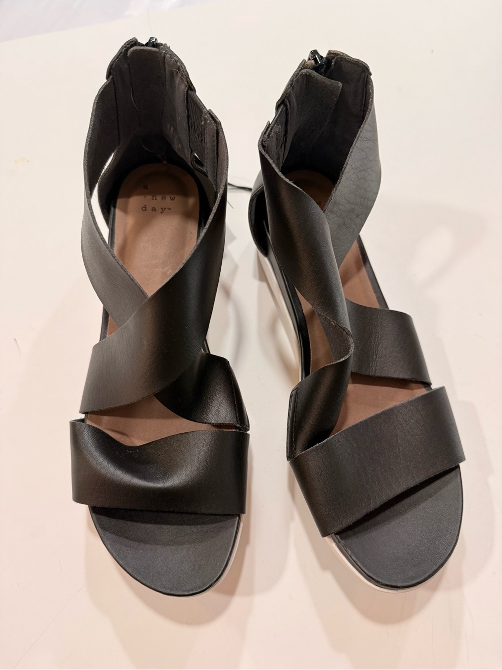 Black Strappy Wedge Sandals
